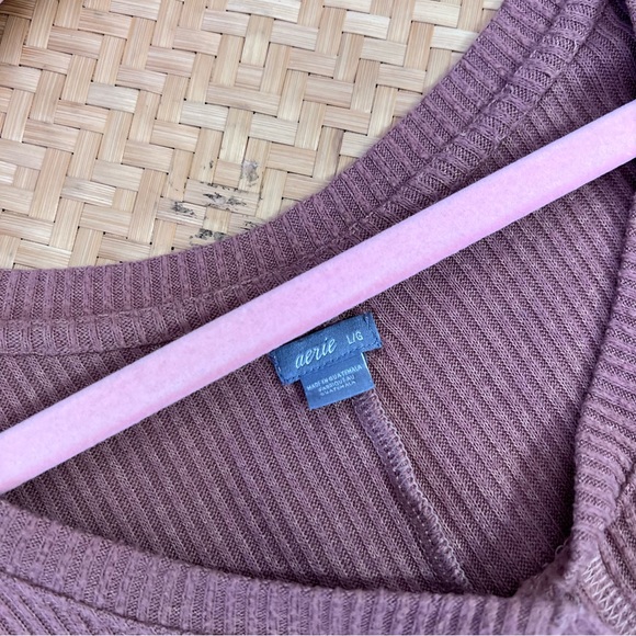 Aerie ribbed snap button front lounge romper - Picture 2 of 5